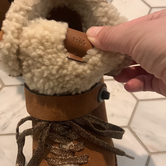 Coach Urban Hiker Shearling Suede 8.5 Saddle Tan - Picture 5 of 16